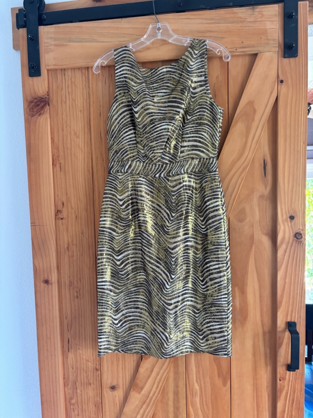 Tory Burch Metallic Zebra-Print Cocktail Dress in Gold and Black